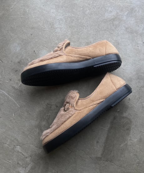 <women>berevere(ベレヴェレ) スウェード×ファー ビットローファー IMP4101 Beige ●送料無料●