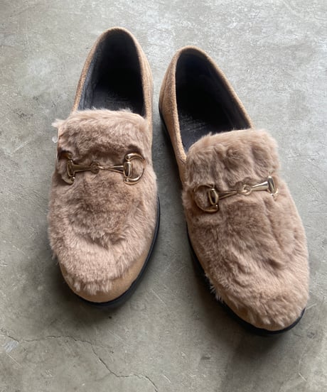 <women>berevere(ベレヴェレ) スウェード×ファー ビットローファー IMP4101 Beige ●送料無料●