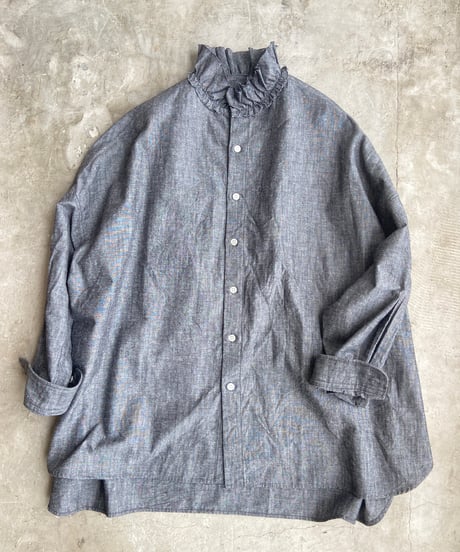 <women> Yarmo(ヤーモ) Ruffle Shirts Dungaree YAR-26AWS28D / black ●送料無料●
