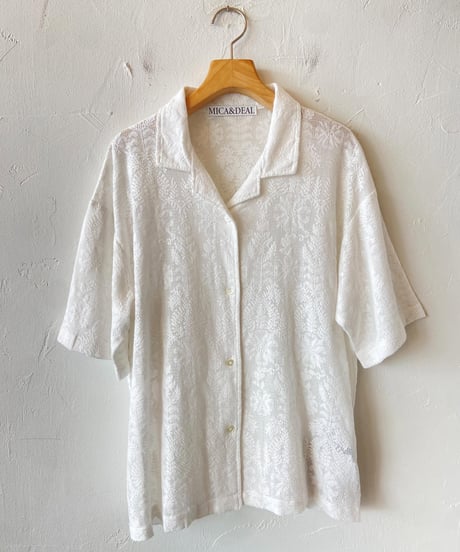 <women> MICA&DEAL(マイカ＆ディール) インドレースオープンカラーシャツ (0126201128) ●送料無料●