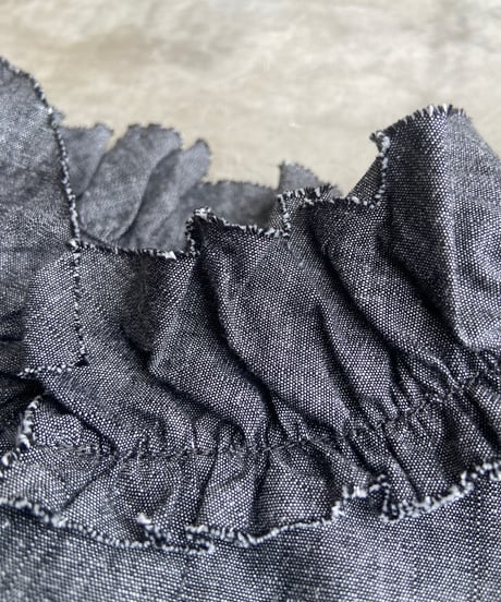 <women> Yarmo(ヤーモ) Ruffle Shirts Dungaree YAR-26AWS28D / black ●送料無料●