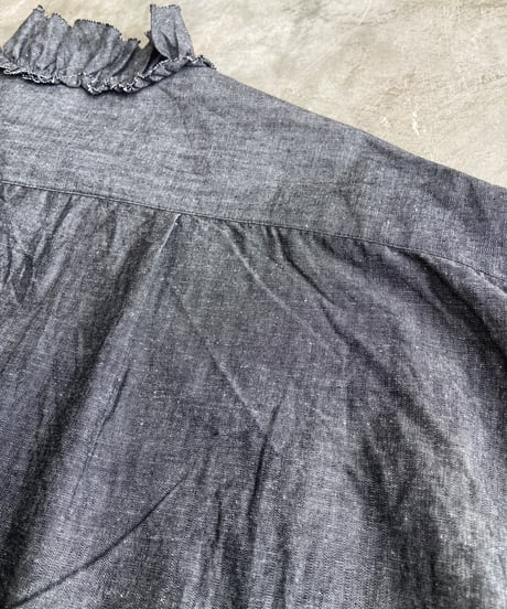 <women> Yarmo(ヤーモ) Ruffle Shirts Dungaree YAR-26AWS28D / black ●送料無料●
