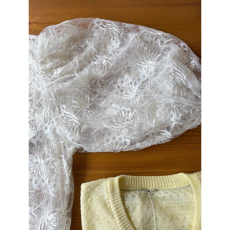 puff sleeve all lace blouse