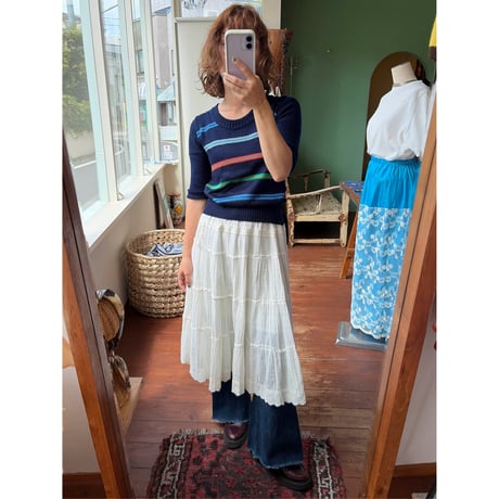 border knit s/s tops