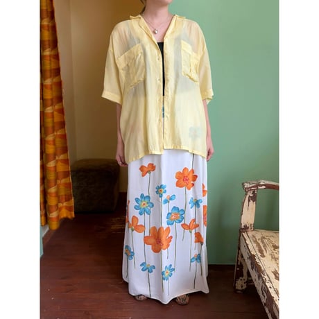 lemon yellow silk shirt