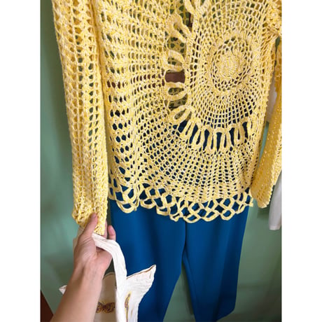 yellow crochet tops