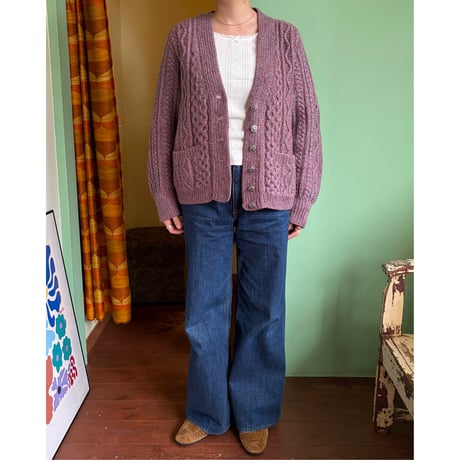 purple melange Tyrolean cardigan