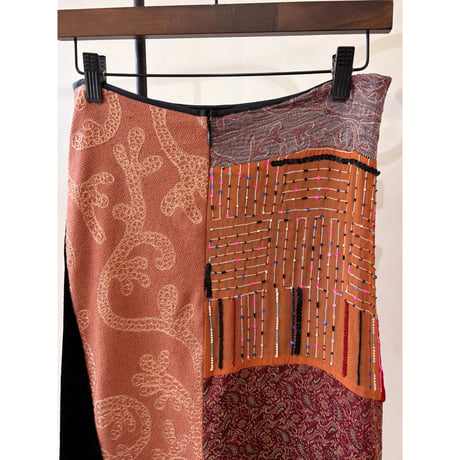 velours design long skirt