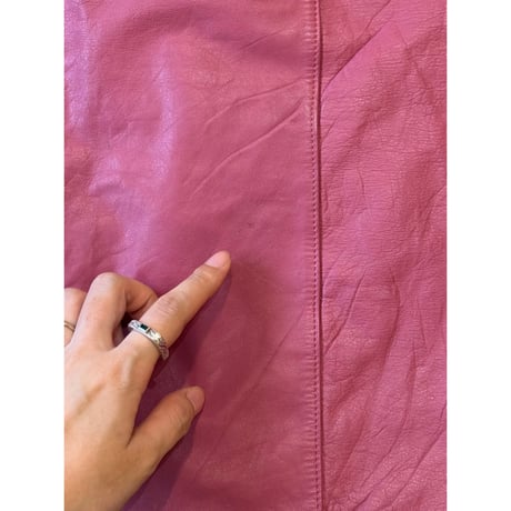 pink leather skirt