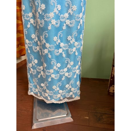 turquoise  blue lace long skirt