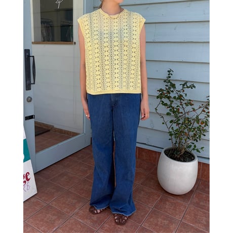 yellow lace  tops