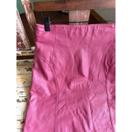 pink leather skirt
