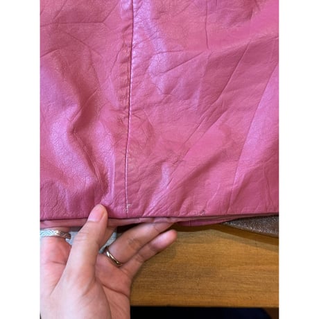pink leather skirt