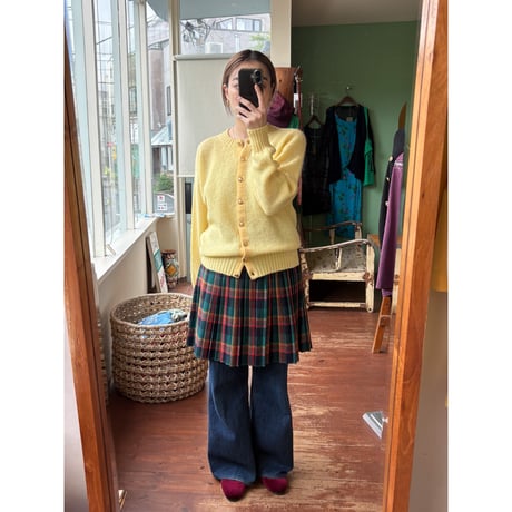 made in U.K check pattern pleats mini skirt