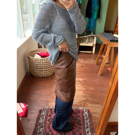 made in England brown leather skirt