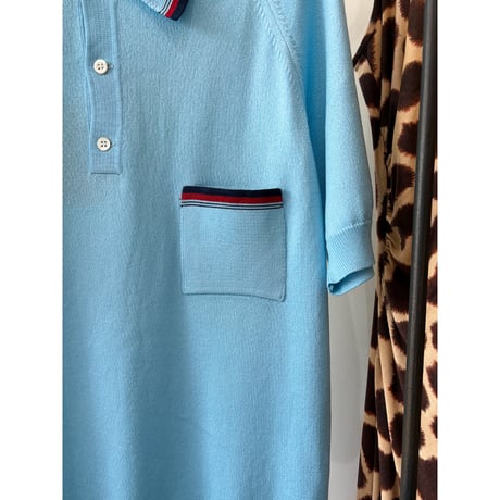 ice blue knit polo shirt