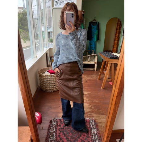 made in England brown leather skirt