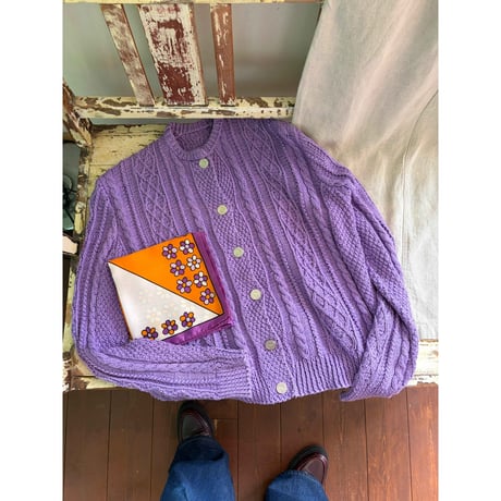 purple cable  knit cardigan