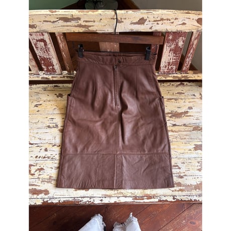 made in England brown leather skirt