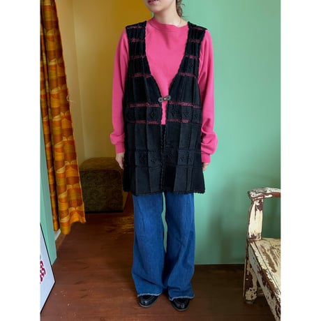 patchwork leather vest