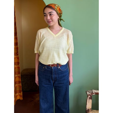 yellow s/s knit tops