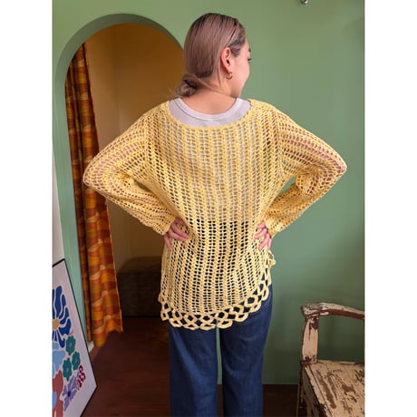yellow crochet tops