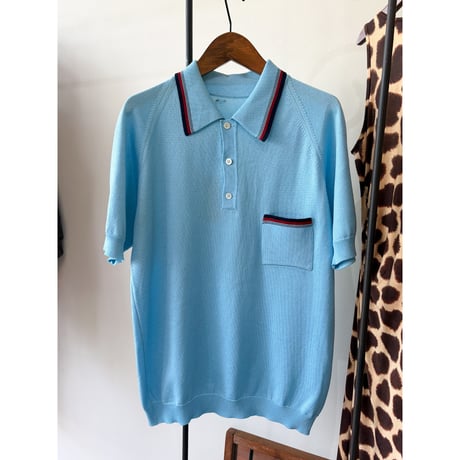 ice blue knit polo shirt