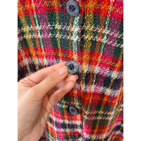 check pattern s/s knit tops
