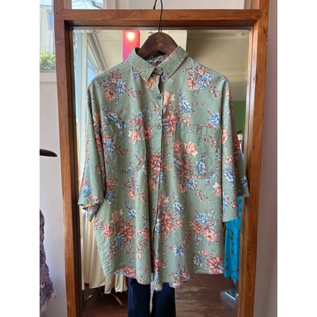 made in USA flower pattern s/s shirt
