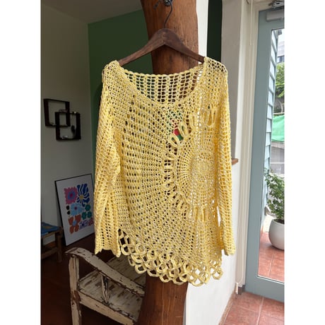yellow crochet tops
