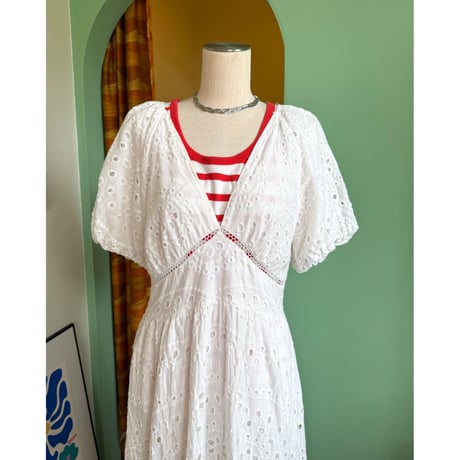 cutwork lace design long dress