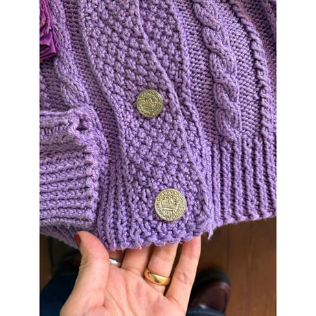 purple cable  knit cardigan