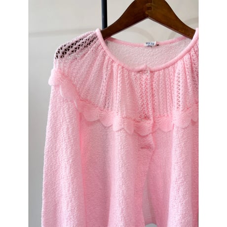 made in W.germany pink frill cardigan