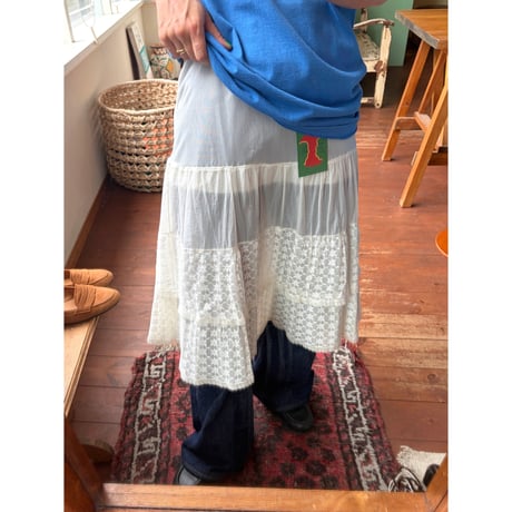 see-through lace midi skirt