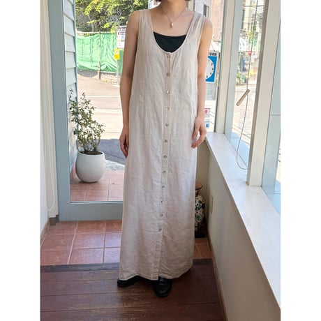 linen sleeveless long dress