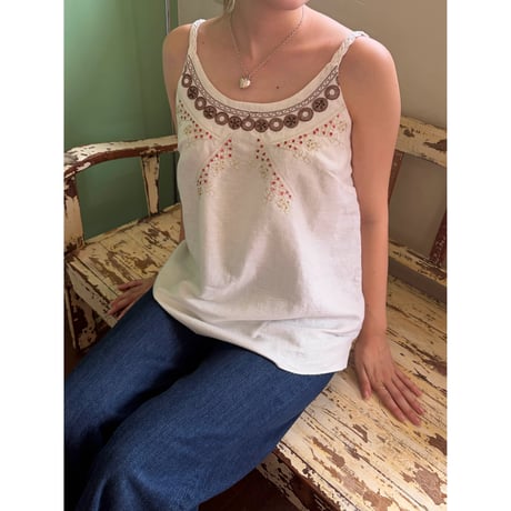 beads embroidery linen camisole