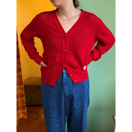 red cardigan