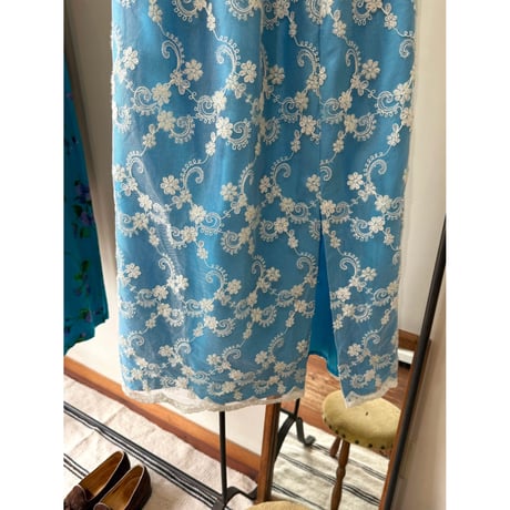 turquoise  blue lace long skirt