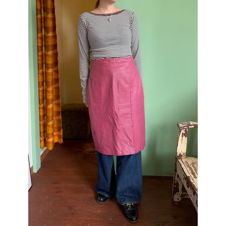 pink leather skirt