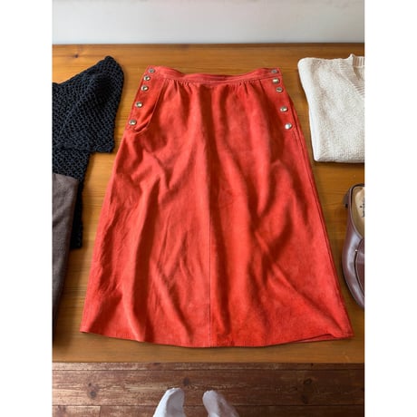 made in west Germany terracotta leather skirt