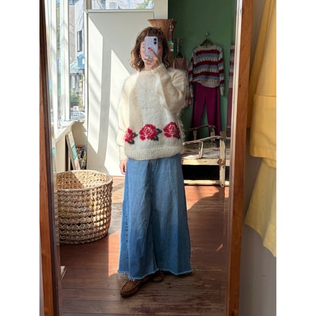 【ご成約済み】flower pattern mohair sweater