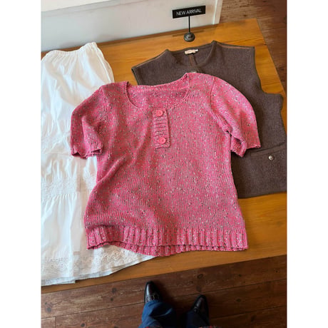 melange pink knit tops