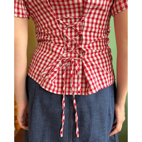gingham check blouse