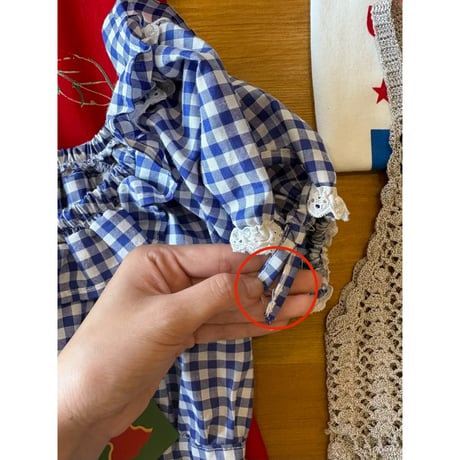 gingham check puff sleeve blouse