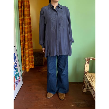 embroidery silk shirt
