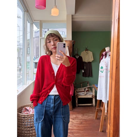 red cardigan