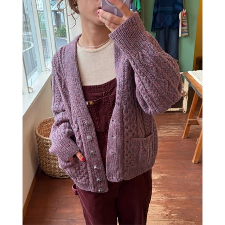 purple melange Tyrolean cardigan