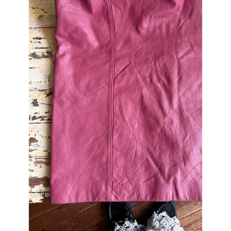 pink leather skirt