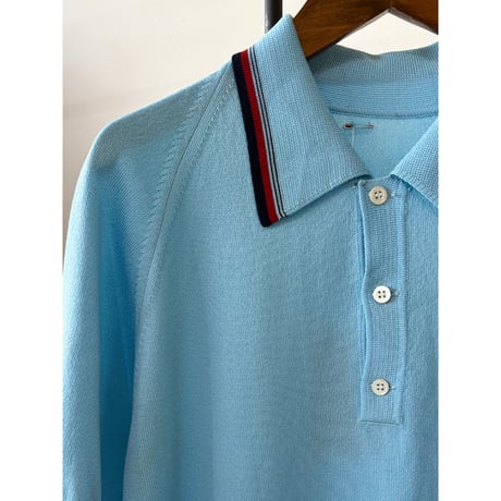 ice blue knit polo shirt