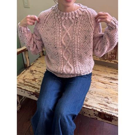 melange cable sweater